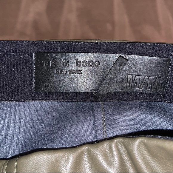 RAG & BONE ARMY GREEN NINA FAUX LEATHER PANTS MEDIUM - Picture 3 of 5